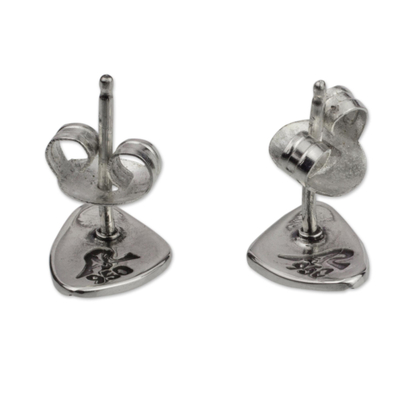 Silberne Knopfohrringe – Handgefertigte Kaffeebohnen-Ohrringe aus mexikanischem Taxco-Silber