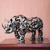Upcycled metal sculpture, 'Rustic Rhino' - 20-Inch Eco-Friendly Recycled Metal Rhinoceros Sculpture thumbail