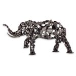 Upcycled metal sculpture, 'Rustic Male Elephant' - Eco-Friendly Recycled Metal 20-Inch Elephant Sculpture