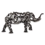 Upcycled metal sculpture, 'Rustic Male Elephant' - Eco-Friendly Recycled Metal 20-Inch Elephant Sculpture