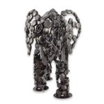 Upcycled metal sculpture, 'Rustic Male Elephant' - Eco-Friendly Recycled Metal 20-Inch Elephant Sculpture