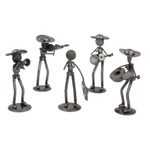 Auto part sculptures, 'Rustic Mariachis' (set of 5) - Set of 5 Upcycled Auto Part Mariachi Sculptures