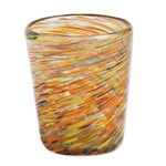 Blown glass rocks glasses, 'Rainbow Centrifuge' (set of 6) - Mexican Multicolor 11 oz Rocks Glasses Hand Blown Set of 6