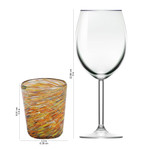 Blown glass rocks glasses, 'Rainbow Centrifuge' (set of 6) - Mexican Multicolor 11 oz Rocks Glasses Hand Blown Set of 6