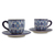 Ceramic cups and saucers, 'Blue Bajio' (set for 2) - Mexican Blue Ceramic Cups and Saucers (Set for 2) (image 2b) thumbail