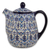 Ceramic coffee pot, 'Blue Bajio' - Handcrafted Ceramic Floral Coffee Pot in Blues on Beige thumbail
