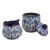 Ceramic sugar bowl and creamer, 'Blue Bajio' - Blue Floral Ceramic Sugar Bowl and Creamer Set