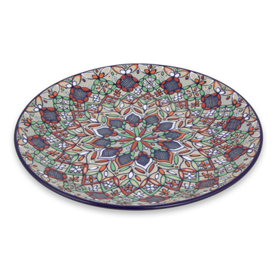Ceramic plate, 'Guanajuato Festivals' - Multicolor Floral Ceramic 10-In Plate from Mexico
