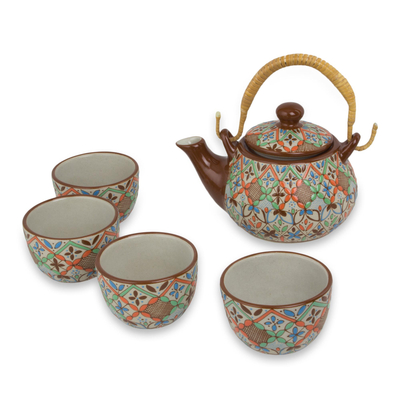 Ceramic tea set, Aztec Autumn (set for 4)