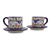 Ceramic demitasse cups and saucers, 'Guanajuato Festivals' (set for 2) - Handcrafted Mexican Ceramic Demitasse Set for 2 (image 2b) thumbail