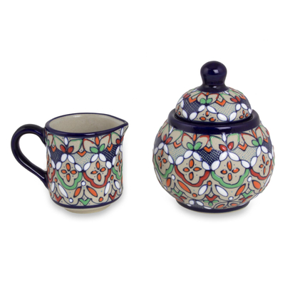 Ceramic sugar bowl and creamer, Guanajuato Festivals
