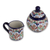 Ceramic sugar bowl and creamer, 'Guanajuato Festivals' - Mexican Ceramic Artisan Crafted Sugar Bowl and Creamer Set