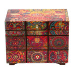 Decoupage jewelry box, 'Huichol Portal' - Multicolor Huichol Theme on Decoupage Jewelry Box