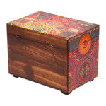 Decoupage jewelry box, 'Huichol Portal' - Multicolor Huichol Theme on Decoupage Jewelry Box