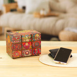 Decoupage jewelry box, 'Huichol Portal' - Multicolor Huichol Theme on Decoupage Jewelry Box