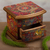 Decoupage jewelry box, 'Huichol Vision' - Contemporary Handcrafted Multicolor Decoupage Gold Trimmed j (image p256495) thumbail