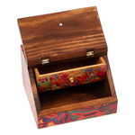 Decoupage jewelry box, 'Huichol Essence' - Huichol Cosmogony on 6-Inch Decoupage Wood Jewelry Box
