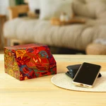 Decoupage jewelry box, 'Huichol Essence' - Huichol Cosmogony on 6-Inch Decoupage Wood Jewelry Box