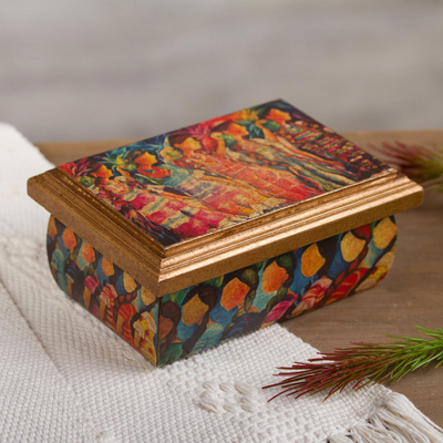 Decoupage jewelry box, Huichol Women