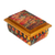 Decoupage jewelry box, 'Huichol Women' - Huichol Women on Wood Decoupage Jewelry Box with Mirror