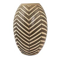 Ceramic vase, 'Earth Arrows' - Decorative Ceramic Vase with Hand Etched Diagonal Motifs