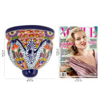 Ceramic wall planter, 'Radiant Flowers' - Artisan Crafted Talavera-Inspired Ceramic Wall Planter