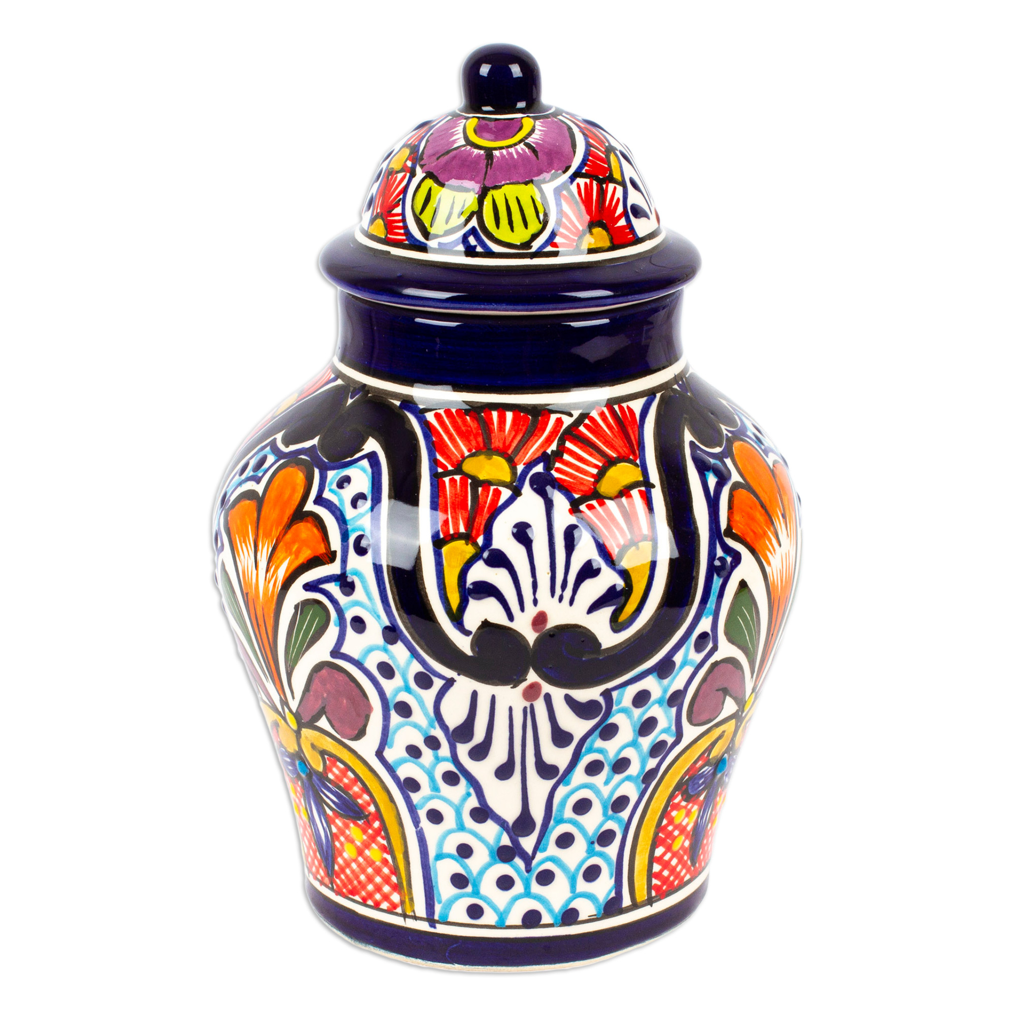 Handcrafted Talavera-Style Mexican Ceramic Lidded Ginger Jar - Radiant ...