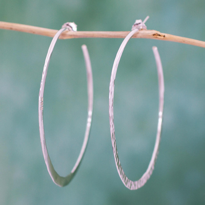 Sterling silver half-hoop earrings, 'Infinite Circle' - Taxco Artisan Crafted Sterling Silver Half Hoop Earrings