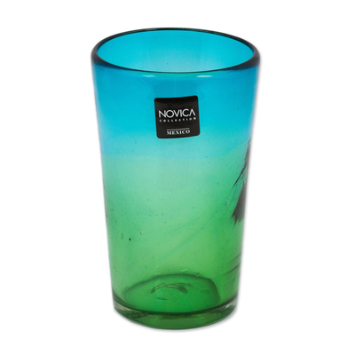22K Groovy Green & Blue ‘Lava Lamp’ Highball Glasses, Set of 8 (1960)