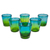 Blown glass rocks glasses, 'Aurora Tapatia' (set of 6) - Mexican Green Blue 8 oz Rocks Glasses Hand Blown Set of 6 (image 2a) thumbail