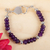 Amethyst beaded bracelet, 'Purple Dahlia' - Handcrafted Amethyst and 925 Sterling Silver Beaded Bracelet thumbail