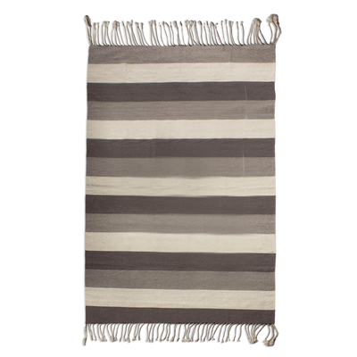 Handwoven Zapotec Rug in Undyed Natural Wool (6 x 10)
