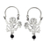Sterling silver and onyx hoop earrings, 'Ozomatli Monkey' - Ozomatli Pre-Hispanic Monkey 925 Silver Hoop Earrings thumbail