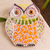 Majolica ceramic dish, 'Curious Orange Owl' - Handcrafted Orange Owl Theme Majolica Ceramic Dish