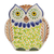 Majolica ceramic dish, 'Curious Green Owl' - Handcrafted Owl Theme Green and Blue Majolica Ceramic Dish (image 2c) thumbail