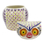 Majolica ceramic cookie jar, 'Purple Owl' - Handcrafted Owl Theme Majolica Ceramic Cookie Jar