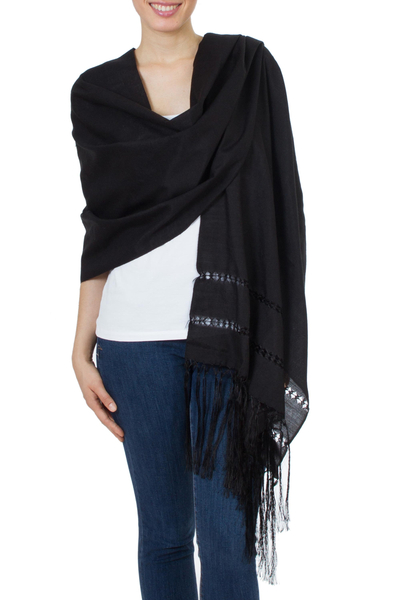 black sheer shawl