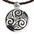 Sterling silver and leather pendant necklace, 'Celtic Triskelion' - Fair Trade Celtic Handcrafted Brown Leather Silver Necklace (image 2a) thumbail
