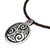 Sterling silver and leather pendant necklace, 'Celtic Triskelion' - Fair Trade Celtic Handcrafted Brown Leather Silver Necklace (image 2c) thumbail