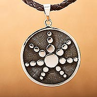 NOVICA Glass Leather Pendant Necklace Hill Tribe Diamond Star 