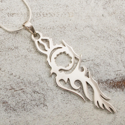 Handcrafted Silhouette Taxco Silver Pendant Necklace - Fire Bird | NOVICA