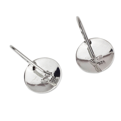 Sterling silver drop earrings, 'Crumpled Pendulums' - Abstract Crafted Taxco Sterling Silver Jewelry Earrings