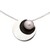 Cultured pearl pendant necklace, 'Iridescent Moon' - Handmade 950 Silver and Pearl Moon Necklace from Mexico thumbail