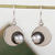 Cultured pearl dangle earrings, 'Iridescent Moon' - 950 Silver and Pearl Dangle Moon Earrings from Taxco (image 2) thumbail