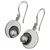 Cultured pearl dangle earrings, 'Iridescent Moon' - 950 Silver and Pearl Dangle Moon Earrings from Taxco