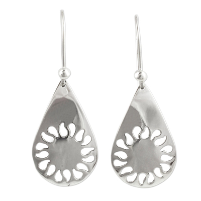 Womens .925 Silver Dangle Earrings with Sun from Mexico - Solar ...