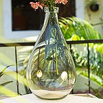 Hand Blown Recycled Clear Glass Bottle from Mexico, 'Clearly Elegant'