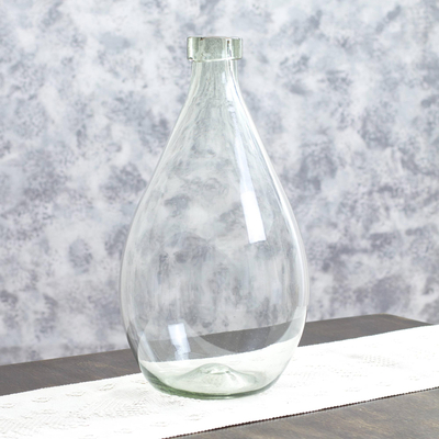Recyceltes dekoratives Glasgefäß - Mundgeblasene recycelte Klarglasflasche aus Mexiko