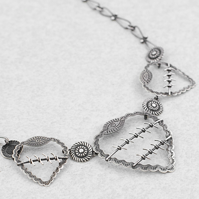 Sterling silver heart necklace, 'Freedom Hearts' - Mexican Hearts Artisan Crafted Sterling Silver Necklace