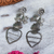 Herzohrringe aus Sterlingsilber, 'Freedom Hearts - Mexican Hearts Kunsthandwerklich hergestellte Ohrringe aus Sterlingsilber